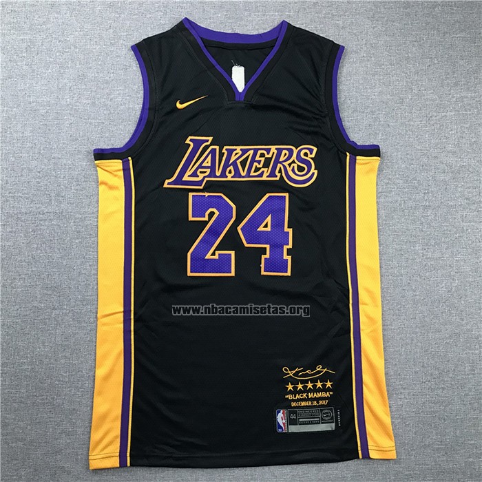 Camiseta Los Angeles Lakers Kobe Bryant NO 24 Retirement 2017-2018 Negro